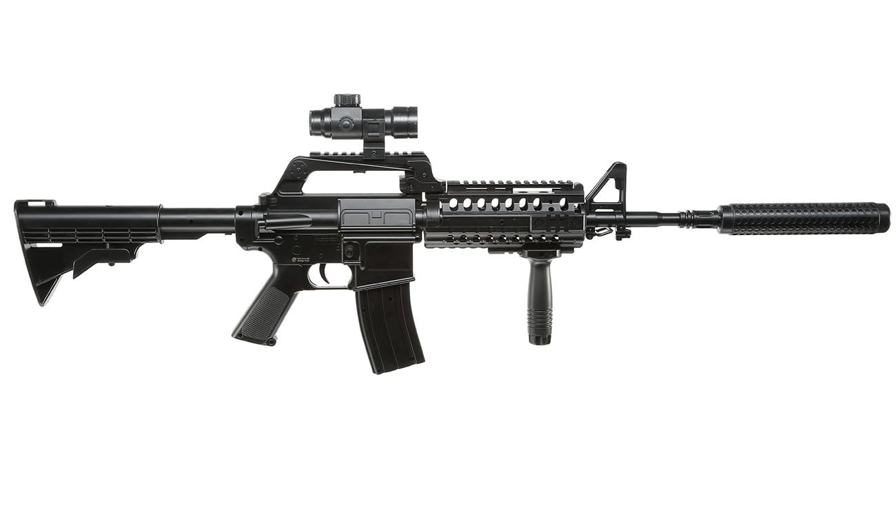 Softair Wellfire M4 CASV mit Schalldämpfer Springer unter < 0,5 Joule Maschinen- Sturm- Gewehr Waffe