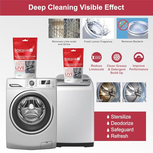 Image of Washing Machine Cleaner, Descale For Washing Machine Front Load and Top Load, Washing Machine Cleaning Powder, Descaling Powder For Washing Machine 100 gm (Packet Of 10)