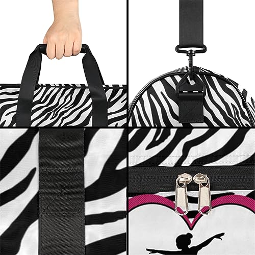 Personalized Gymnastics Bag Dance Bag for Girl Woman, Custom Gym Bag Sport Duffel Bag, Weekender Bags Travel Duffel Bag Zebra Print Gymnastics4