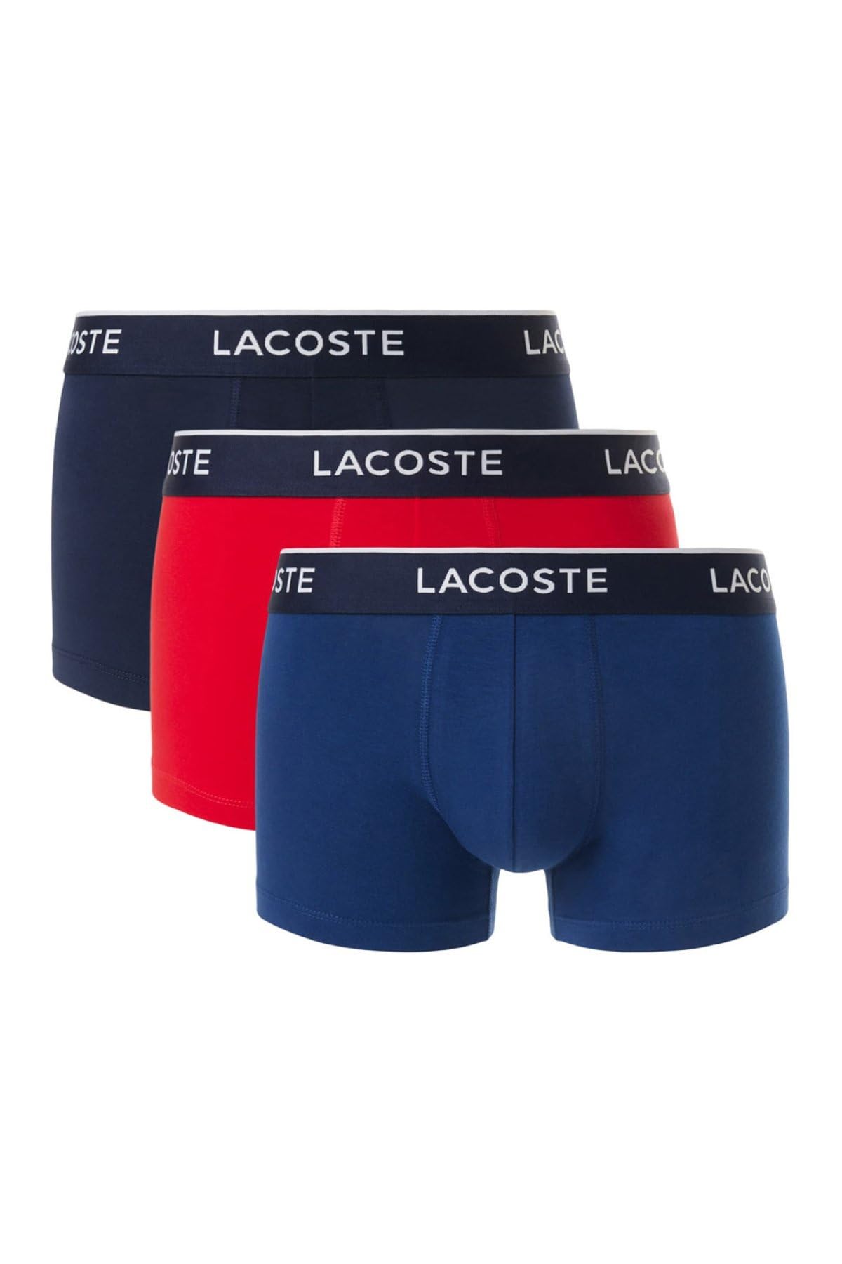 Lacoste Herren 3-Pack Strech Cotton Boxershorts, Marine/Rouge-Methylene, L