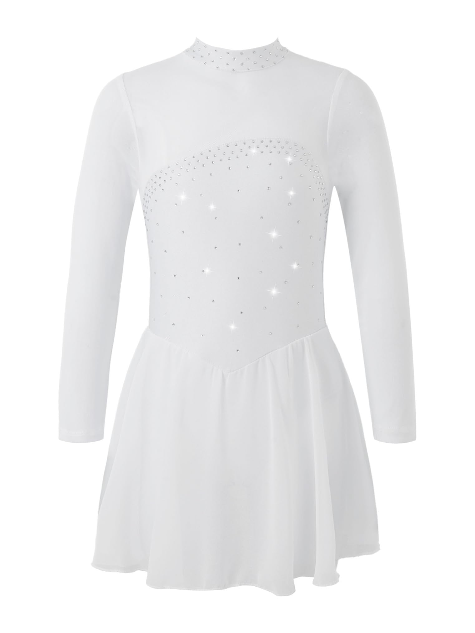 Freebily Vestido de Danza Patinaje sobre Hielo para Niña Leotardo de Manga Larga Maillot de Gimnasia Rítmica Competición Vestido de Bailarina Ballet — view 19