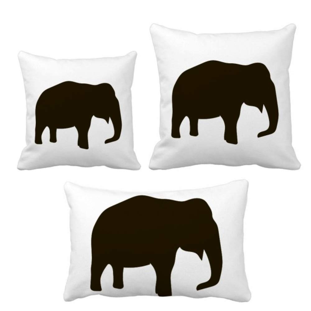 Housse de coussin éléphant noir taie décoration canapé salon moderne 45x45