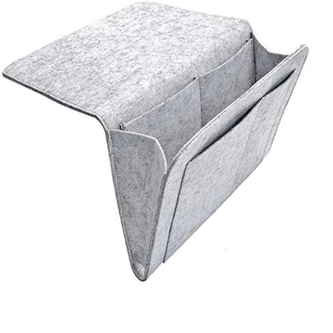 Digital Shoppy Bedside Storage Organizer, Grey Non-Woven Fabric, Multi-Pocket Hanging Caddy, Nordic Style, 35x25x2 cm-image-10