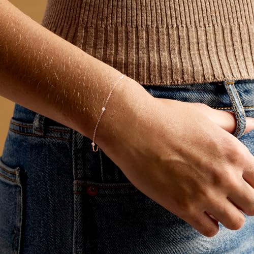 Pure Collection by Ross-Simons 0.10 ct. t.w. Diamond Station Bracelet in 14kt Rose Gold. 6.5 inches2