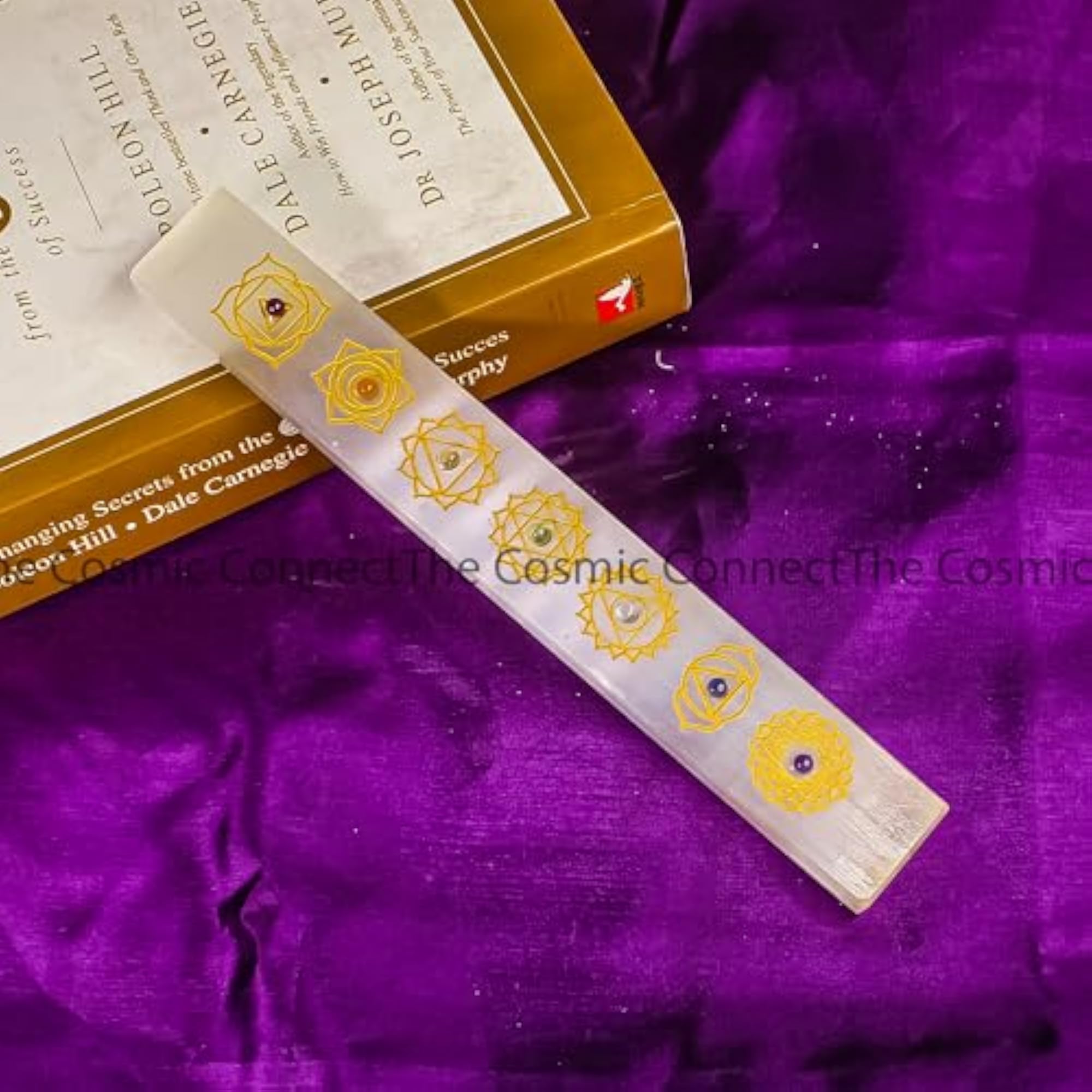 The Cosmic Connect Selenite Seven Chakra Crystal Wand