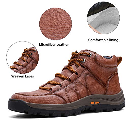 Gracosy Men's Winter Hiking Boots, Winter Warm Shoes Fashion Sporting Shoes Pu Leather Boots Winter Sneakers Outdoor Casual High-Top Shoes Waterproof Anti- Shoes Snow Shoes #TOP3