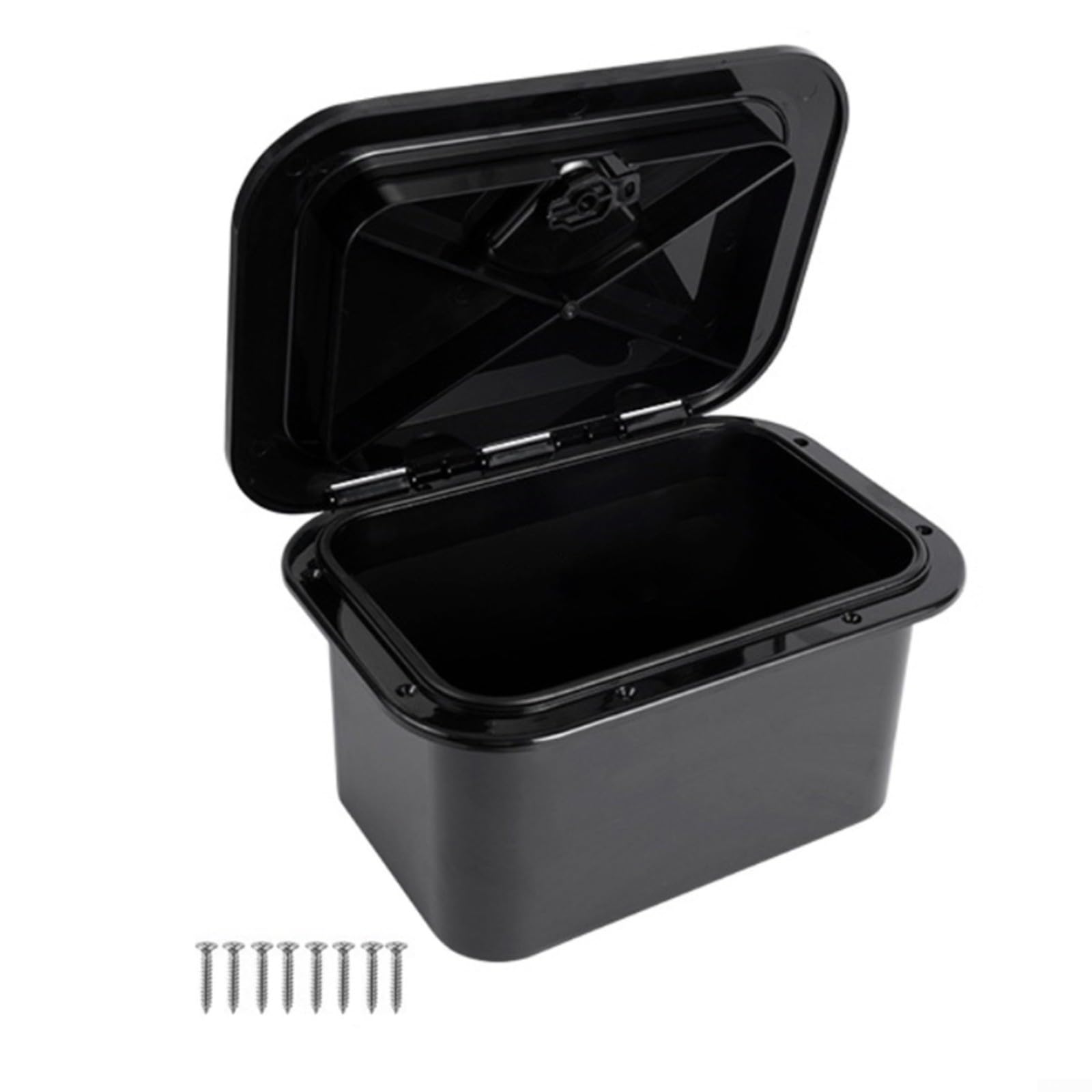 ABS Marine Aufbewahrungsbox Eingebauter Angel-Organizer für Boot, Rumpf, Deck, Angelausrüstung, wasserdicht, 37,5 x 27 x 17,5 cm, Weiß (schwarz)