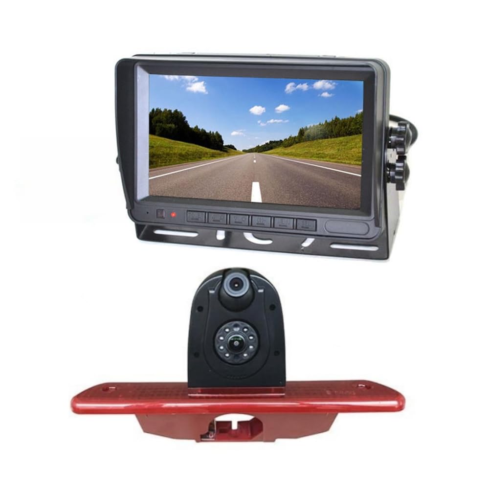 Cámara de respaldo de estacionamiento de doble lente y monitor trasero de 7 pulgadas compatible con Citroen Jumpy/Peugeot Expert/Fiat Scudo/Toyota ProAce
