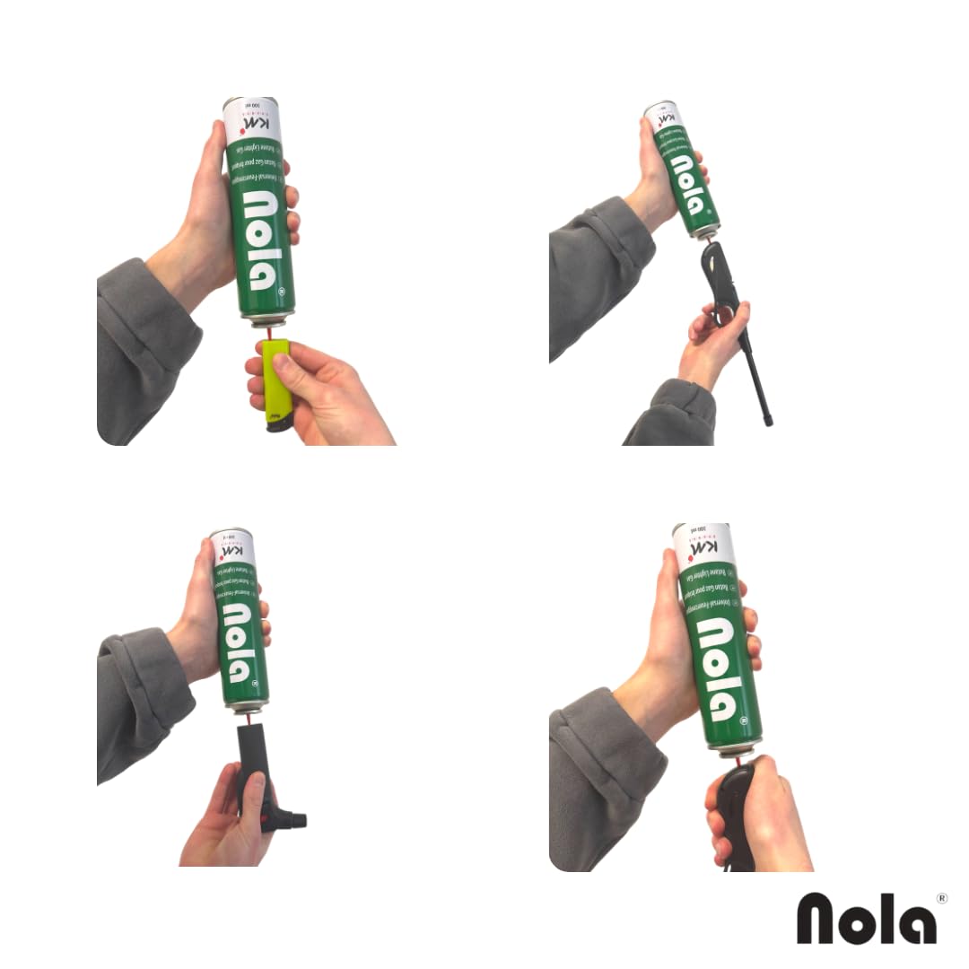 NOLA Zestaw 3 wkładów gazowych butanowych 300 ML z adapterem 5 w 1, czysty gaz europejski do zapalniczek, palników kuchennych, pieców kempingowych i innych, łącznie 900 ml