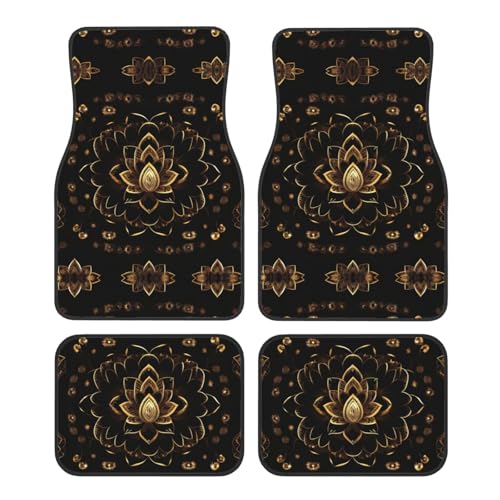 Jeu de tapis auto universels lotus dorés pour une finition premium