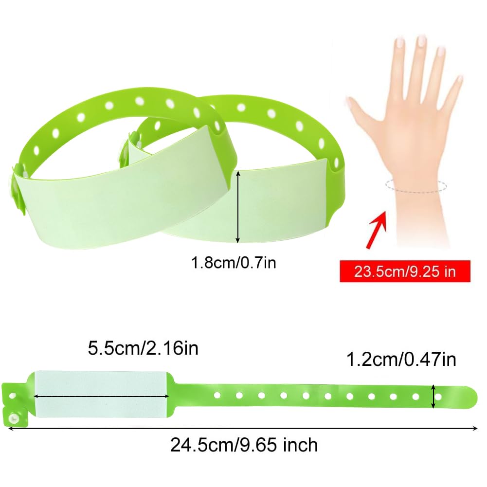 SwirlColor Bracelet Securite Identification Adulte, 100 Pièces Bracelet VIP événementiel Sécurité d'adolescents de PVC - Adulte, Vert