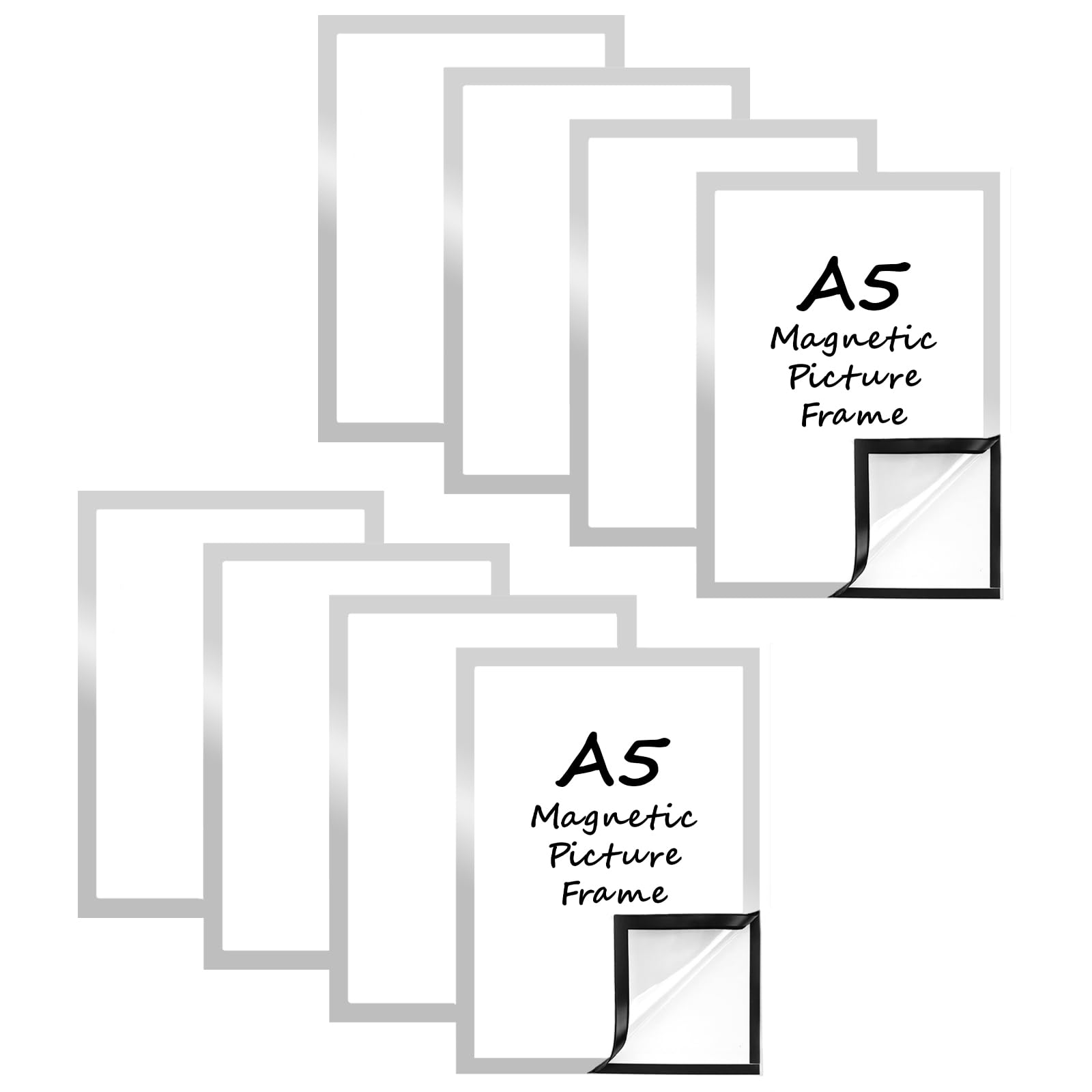 8 Pcs A5 Magnetic Picture Frames, Self-Adhesive Magnetic Diamond Painting Frame, Waterproof, Transparent Magnetic for Notes, Certificates, Posters, Documents, Displays