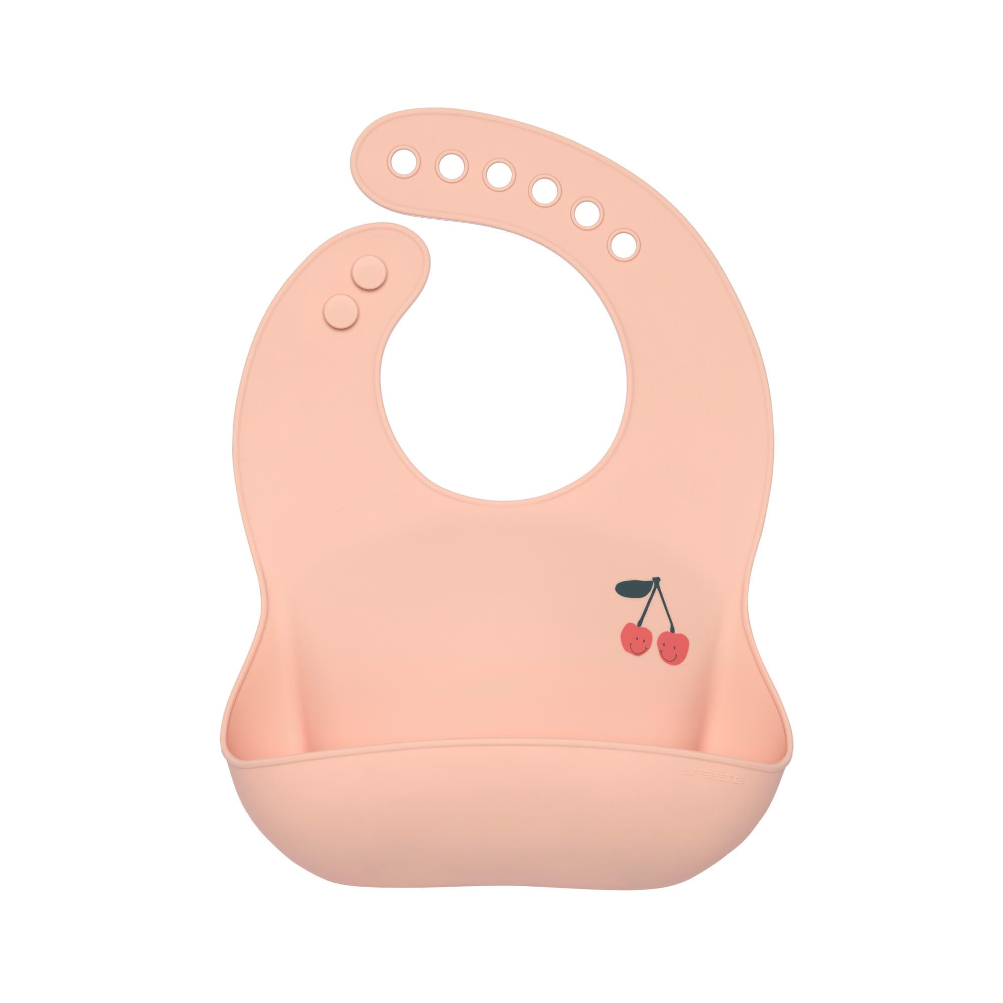 LÄSSIG Bavaglino in silicone per bambini Bavaglino per bambini con vassoio di raccolta lavabile in lavastoviglie/Happy Fruits Cherry