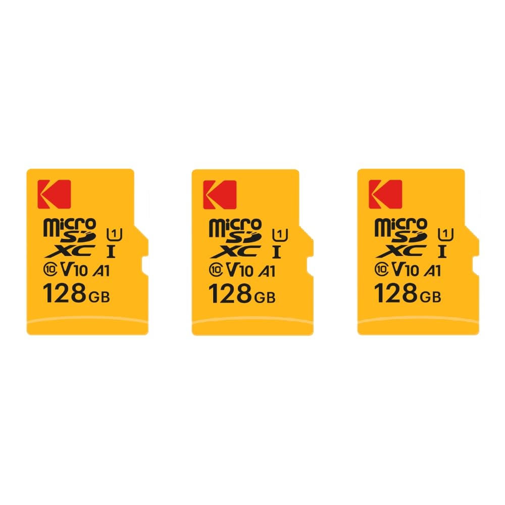 KODAK - Juego de 3 tarjetas de memoria Micro SDXC de 128 GB, velocidad y fiabilidad para un almacenamiento excepcional