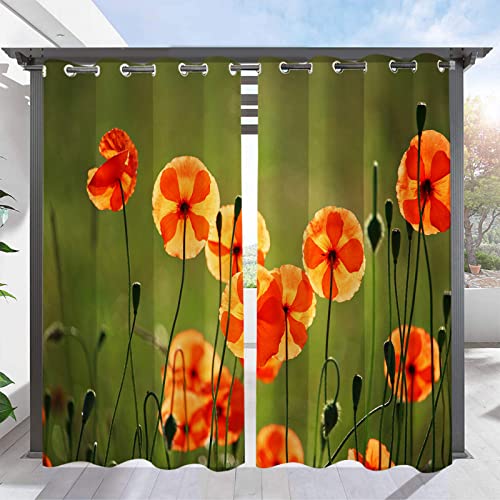Rideaux d'extérieur pavot vert thermiques oeillets 132x275cm x2 - 4