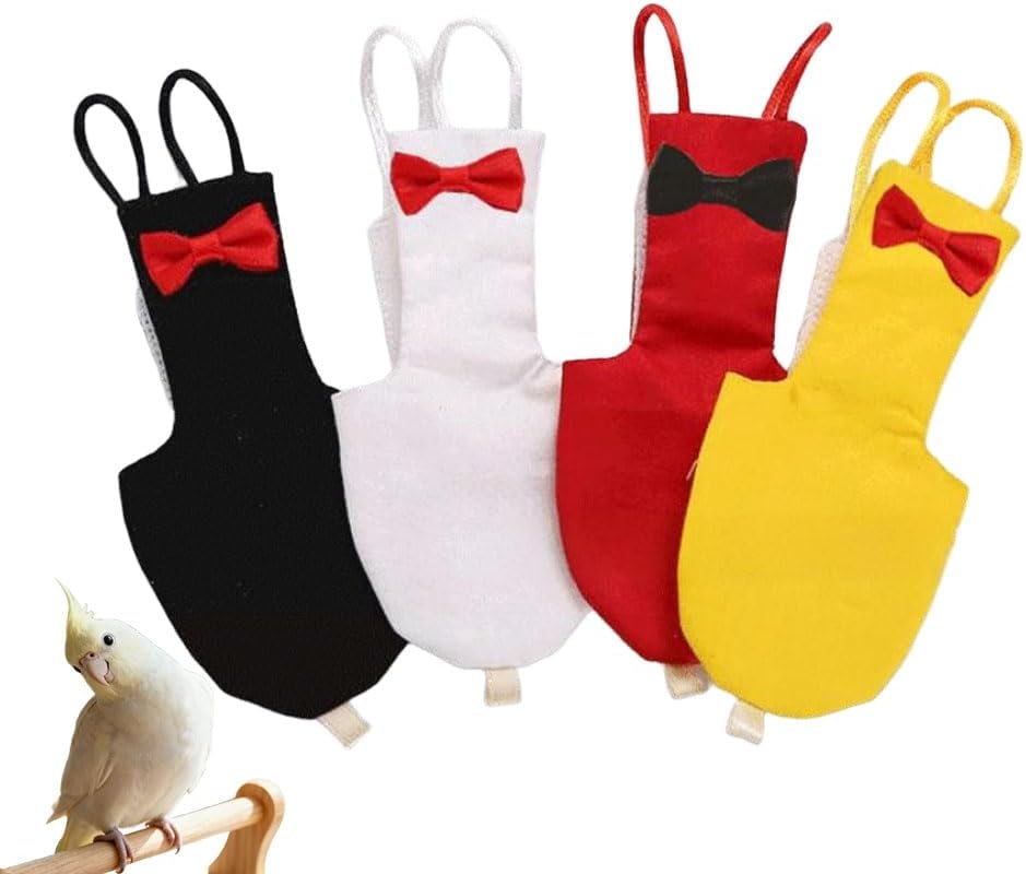 4pcs Bird Diaper Parrot Flight Suit Solid Color Parrot Nappy Reusable Pigeon Pants Cockatiel Clothes for Parakeet Mini Macaw Budgie Canary for Indoor Outdoor - XL