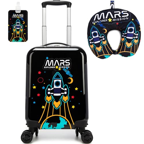 Image of Kid's Luggage Set 2 Piece Suitcase Set Hardside Luggage with Spinner Wheels Boys Carry on Toddler Travel Rolling Suitcase Airline Approved