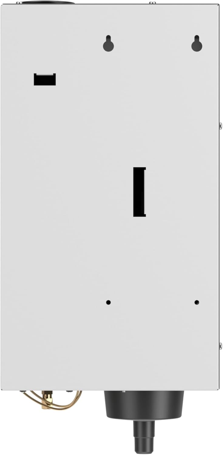 The back of a residential tankless water heater.