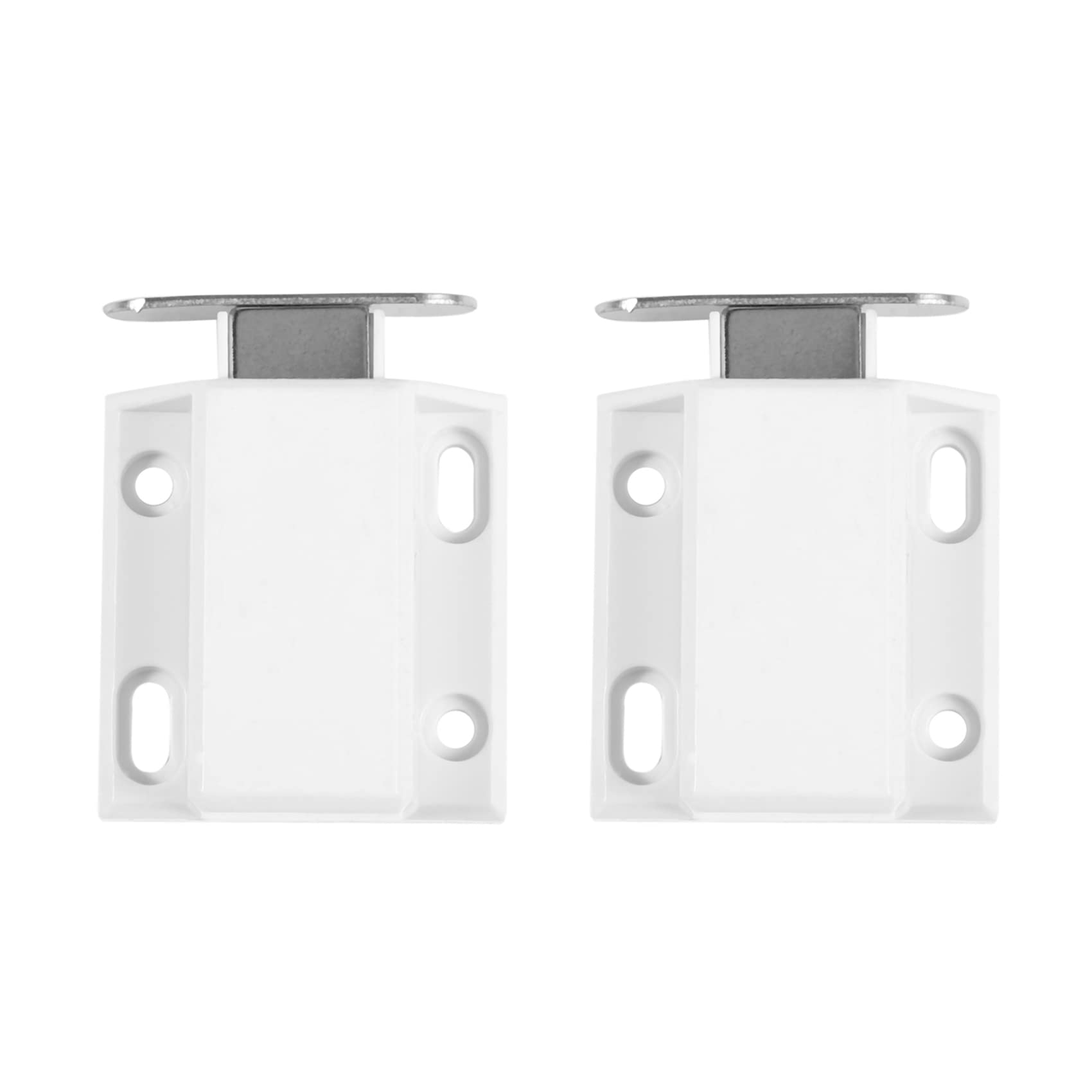 Jnchdghwa White& Silver Tone 2X White Push To Open Magnetic Door Drawer Cabinet Catch Touch