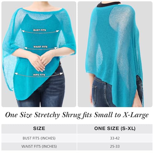 Image of Women Sheer Poncho Shrug Summer Sheer Blouse Top Lightweight Poncho Bolero for Evening Dress