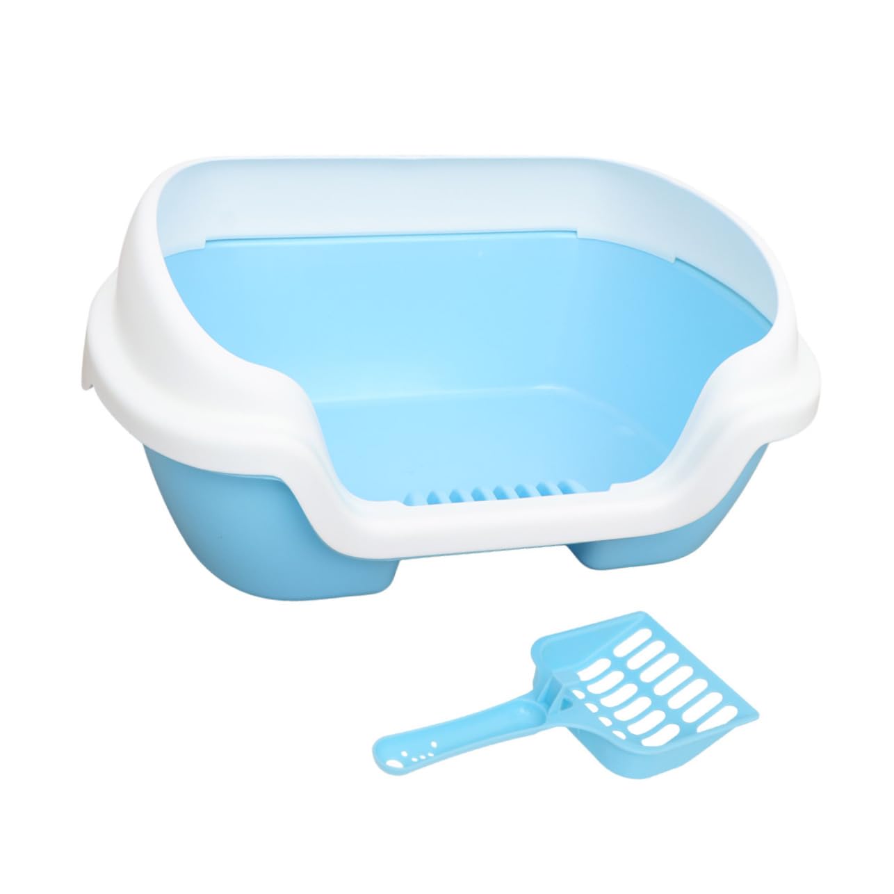 Abaodam Box Semi Enclosed Cat Litter Litter Toilet Durable Plastic Cleaning Basin for Easy Maintenance Blue Color