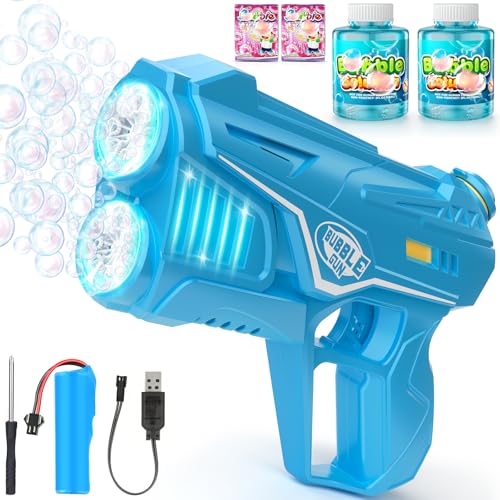 STRUKTURPASTE Seifenblasenmaschine Seifenblasenpistole Kinder Seifenblasen Machine:LED-Licht Wiederaufladbares Seifenblasen Elektrisch Mit Automatische Bubble Maker Für Kids Party Spielzeug