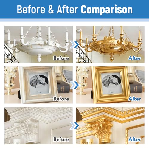 Image of Gold Paints 150ml Metallic Liquid Gold Leaf Paint Rich Golds Paint for Metal, Wood, Canvas, Appliance, Furniture, Clay DIY, & Art Handcrafts Fast Drying Acrylic Metallic Finish Artwork & Home Decor