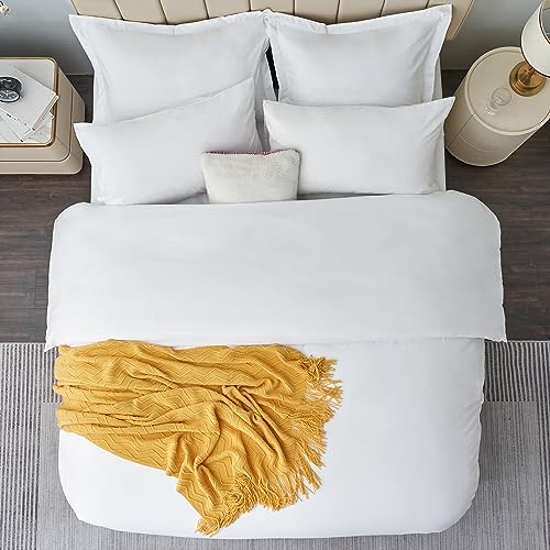 Aisbo Double Duvet Covers Set White - 3Pcs Bedding Set Double Bed Soft Brushed Microfiber Quilt Cover with 2 Pillowcases - Image 5
