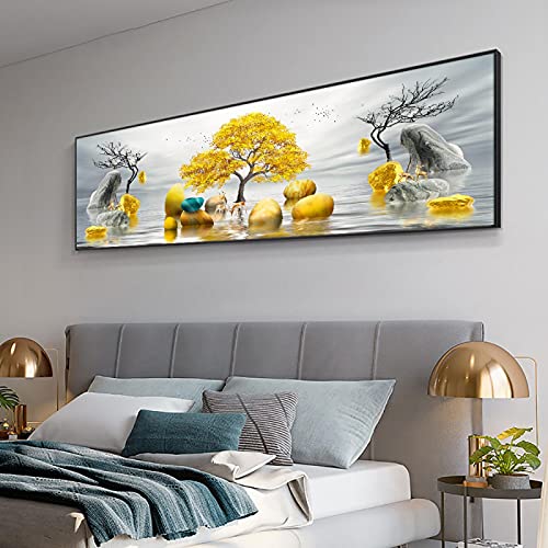 Canvas Schilderij Gouden Bomen Herten Landschap Print Abstract Poster Wall Art voor Woonkamer Slaapkamer Home Decor Foto… - Image 4