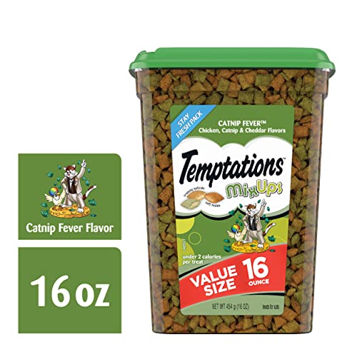 Temptations Mixups Crunchy And Soft Cat Treats Catnip Fever Flavor, 16 Oz. Tub #TOP7