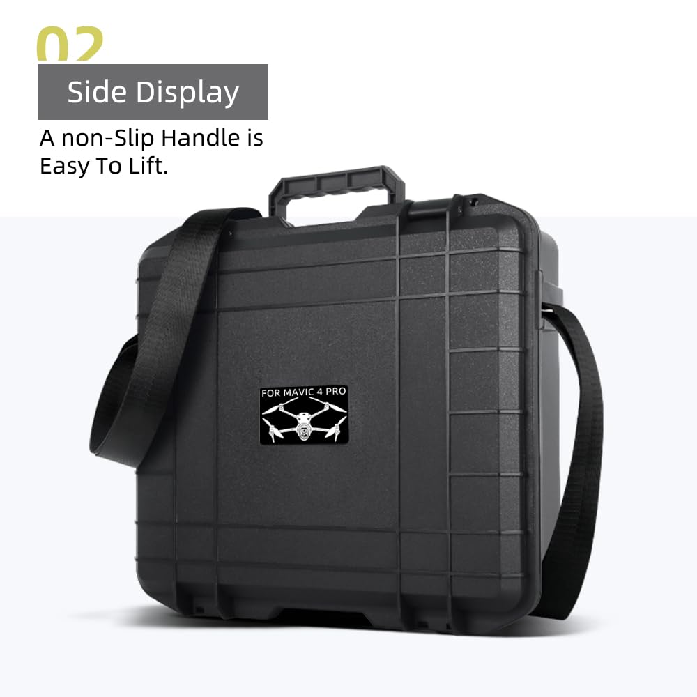 JOYSOG Funda rígida para dron Mavic 4 Pro, control remoto de pantalla, batería, cargador Hub Fly More Combo caja protectora, Funda para mando a distancia RC2, Funda
