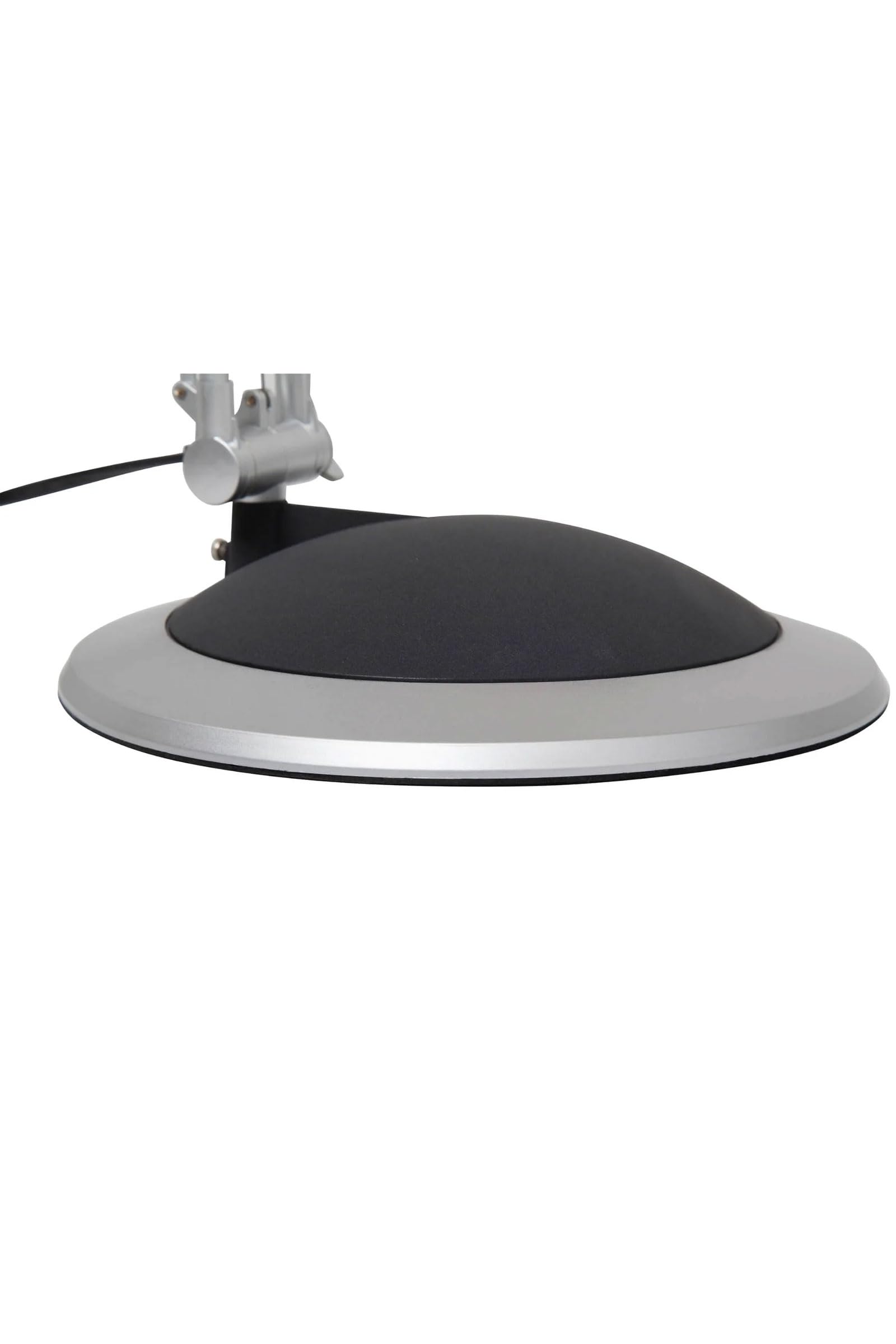 MAUL Schreibtischlampe silber MAULoffice Klemmfuß Standfuß E27 LED warmweiß | flexibler Doppelarm, drehbarer neigbarer Kopf, schattenarmes Licht von oben, austauschbare E27 LED, sicherer Halt am Tisch