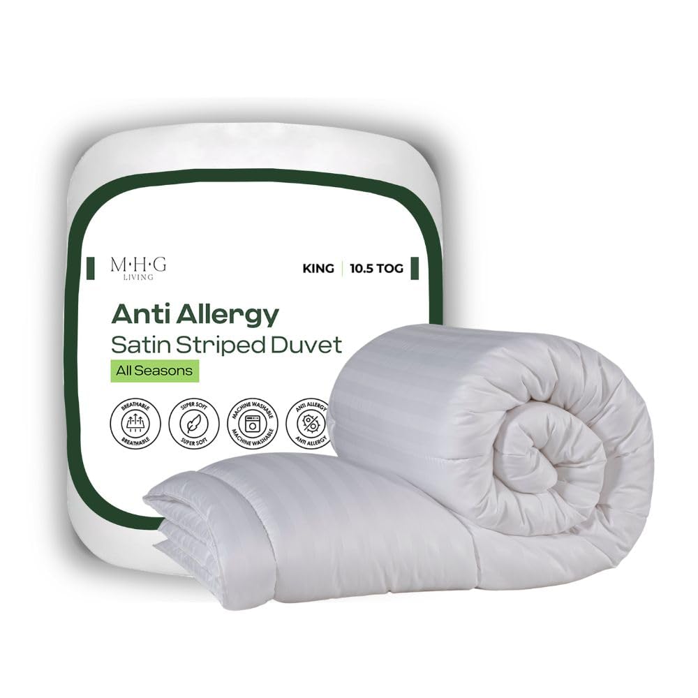 MHG Living King Size Duvet 10.5 Tog All Season White Quilt Anti Allergy Hypoallergenic Hollowfibre Filling Soft Touch Microfibre Cover Machine Washable King Duvet Made in UK 230 x 220 cm โ image 1