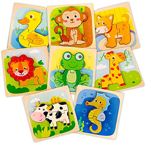 Wooden-Jigsaw-Puzzles-for-Toddlers-Animal-Shape-Color-Montessori-Toys-Early-Learning-Educational-Game-Gifts-for-Children-Babies-Boys-Girls-8-Pack-Ages-3 - Free Gift Delivery | Same Day Delivery | Next Day Delivery