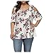 T-Shirt Femme Sexy Épaule Nue à Fleurs Blouse Femme Chic et Élégant Manches Courtes Tunique Grande Taille Été Haut Top Ample Femme Casual Vêtement Pas Cher a la Mode (5XL, Blanc)