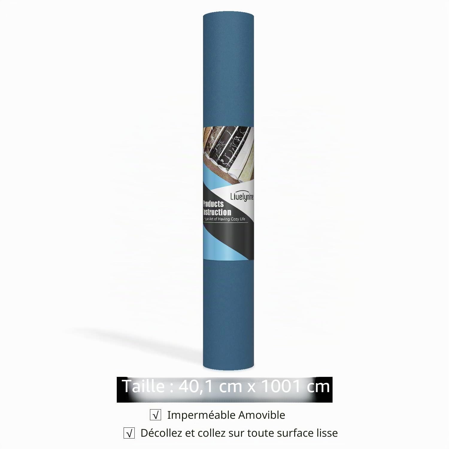 Livelynine Papier Peint Adhésif Bleu Foncé de 40CM*10M Papier Vinyle Autocollant Bleu Indigo pour Meuble Chambre Armoire Table de Chevet Commode Rouleau Adhésif Décoratif Épais Lavable Amovible