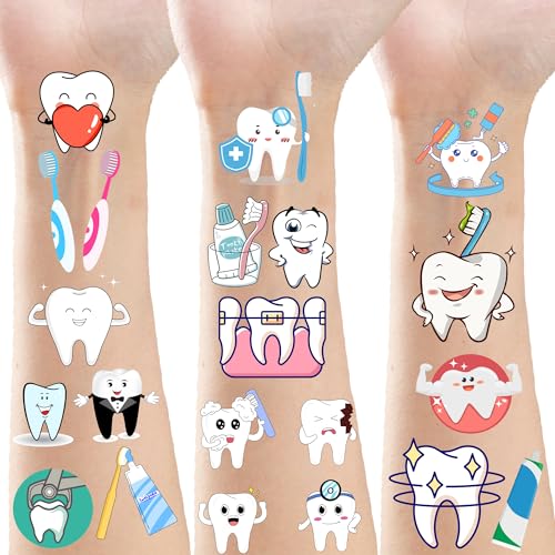 ATSMOICY 380 PCS Tooth Temporary Tattoos Stickers Dental Hospital Dental Party Brush Teeth Birthday Party Favors Decorations Tattoo