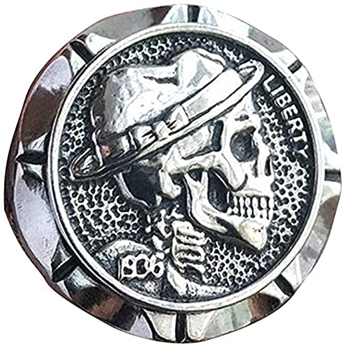 DT Store Hobo Nickel Brave Skull Rings Mens Mexican Indian Biker Style Coin Stainless Steel Ring Gift for Him (11)
