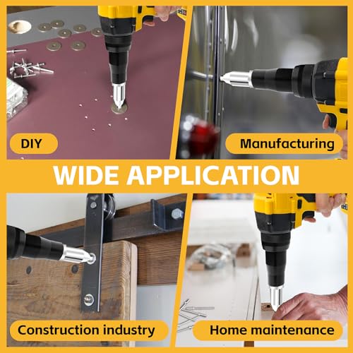 Rivet Gun Compatible with Dewalt 20V Max Battery(No Battery) Cordless Rivet Gun, Brushless Pop Rivet Gun Tool for Aluminum Nails 1/8\", 5/32\", 3/16\"(Not for Stainless Nails)