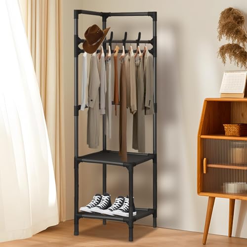 ZHTLTHZ Garderobenständer Eckgarderobe mit Schuhbank, 4 Haken,...