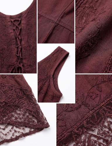 Image of Sakkas Magdilena Stonewashed Corset Front Embroidered Dress