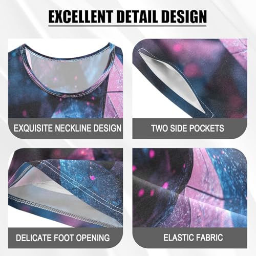 Pajama Sets Short Sleeve Pruple Blue Abstract Structure Soft Cotton Summer Sleepwear 2 Piece PJS Size 5-14T3