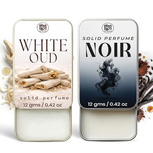 Image of Dr.Mashur Solid Perfume |White Oud&Noir Alcohol Free Wax Perfume Balm, Long Lasting | Pocket Tin 12g, Pack Of 2| Non Greasy Smooth Glide, Travel Friendly Men And Women