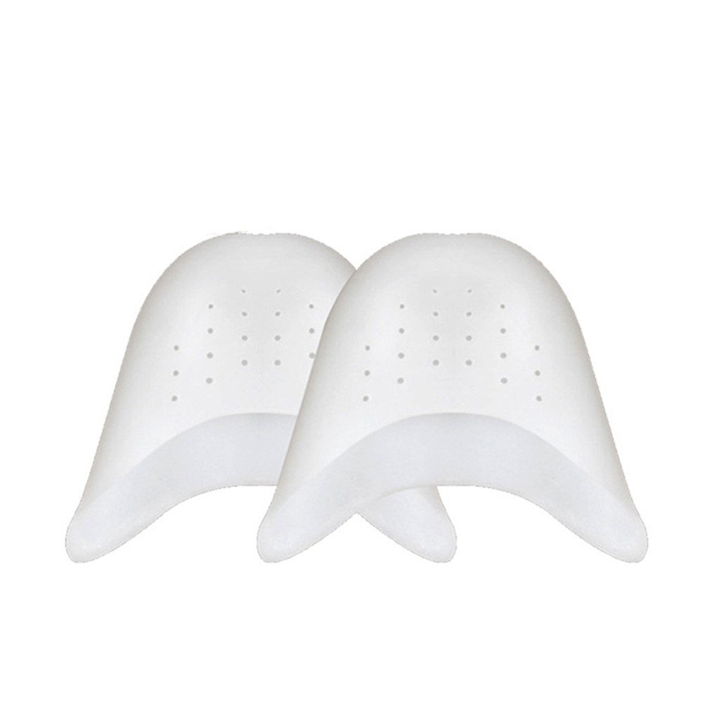 BoowholToe Caps-2 Pairs Silicone Gel Toe Caps Soft Ballet Pointe Dance Athlete Shoe Toe Pads Toe Protector with Breathable Hole (White)