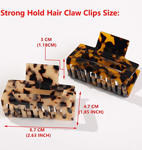 Fsmiling DF-239-1 2 Pack Cutout Tortoise And Leopard Square Celluloid Acetate Jaw Clips For Thick Hair thumb #4