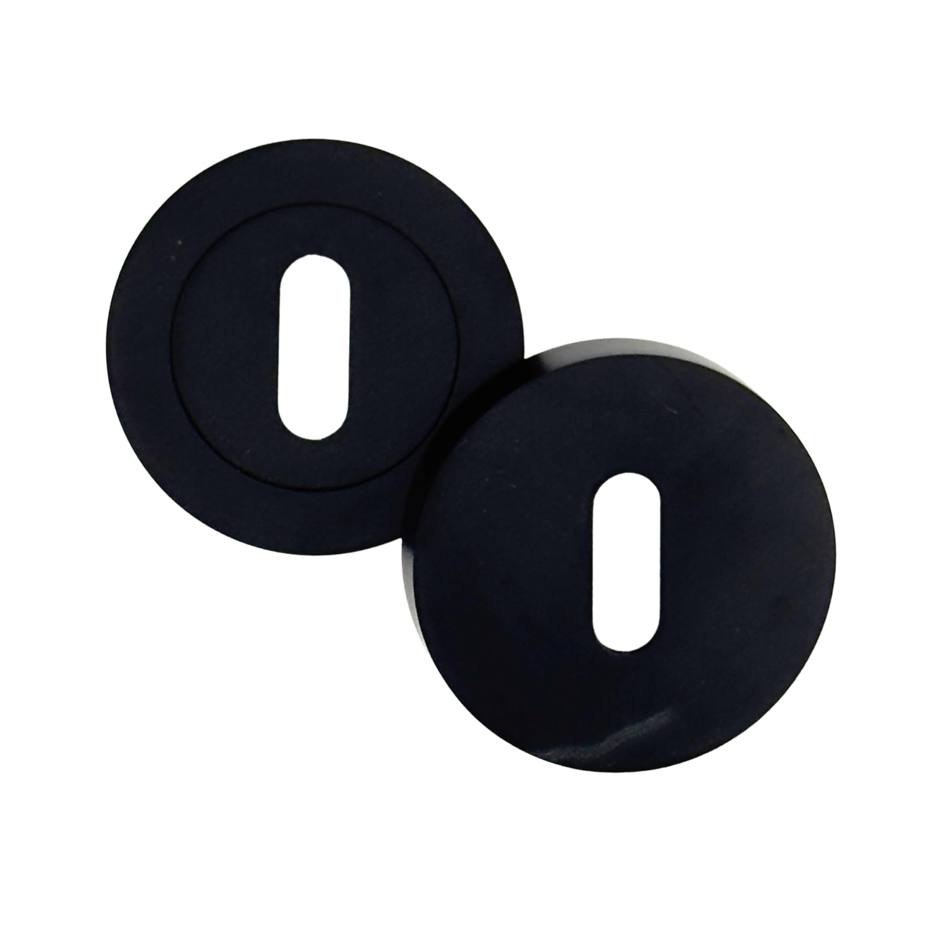 AXS Hardware Escutcheon Pair 52mm – Euro Profile & Oval Profile – Door Keyhole Cover on Rose – Internal Door Hardware – Satin Brass, Antique Brass, Matt Black (Matt Black, Oval Escutcheon)