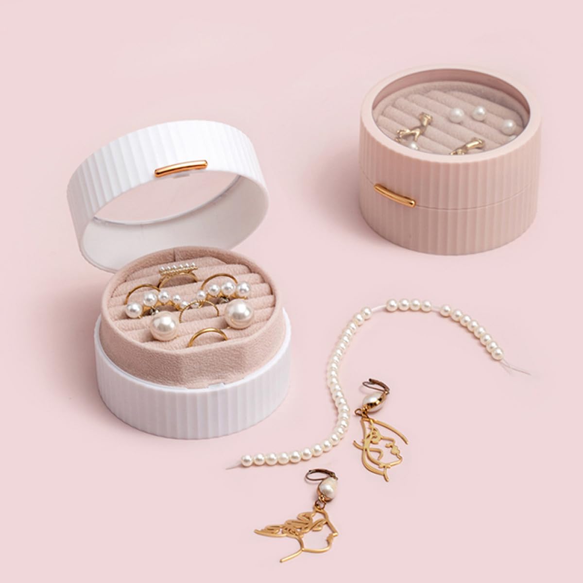 SHERCHPRY 3 Piezas Joyero storage box estuche para pendientes caja de almacenamiento de pendientes soporte de anillo contenedor de joyas titular del collar las caderas rosa