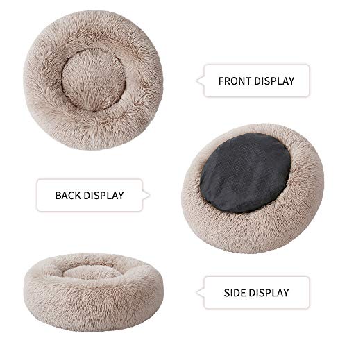 Love's cabin 20in Cat Beds for Indoor Cats - Cat Bed with Machine Washable, Waterproof Bottom - Taupe Fluffy Dog and Cat… - Image 4