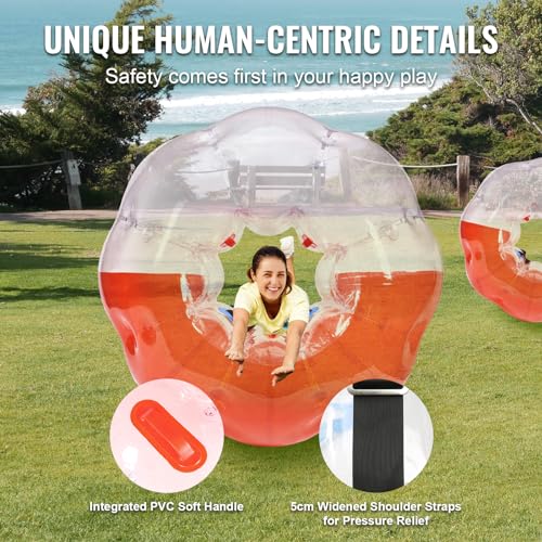 VEVOR Inflatable Bumper Ball, 4FT/5FT Body Sumo Zorb Balls for Teen, 0.8mm Thick PVC Human Hamster Bubble Balls for Outdoor Team Gaming Play, Bumper Bopper Toys for Garden, Yard, Park
