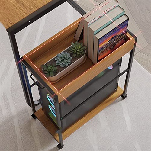 Soporte para CPU de escritorio de 2 niveles, soporte móvil para torre de PC, estructura de acero resistente, soporte móvil con ruedas y freno miniatura 4